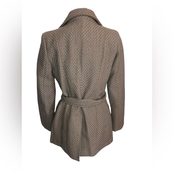 CALVIN KLEIN STUNNING DOUBLE BREASTED WAFFLE TEXTURED GOLD BUTTONS WINTER COAT - Picture 11 of 13